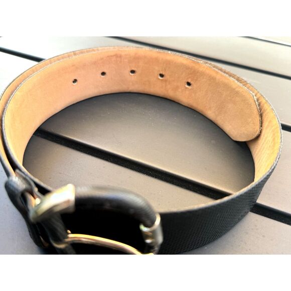 Vintage Cipriani Black 100% Snakeskin Exotic Leather Belt Size M Crescent Buckle